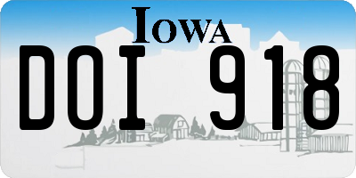 IA license plate DOI918