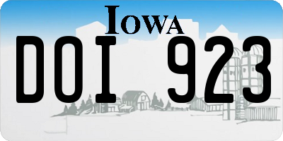 IA license plate DOI923