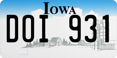 IA license plate DOI931