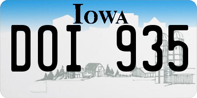 IA license plate DOI935