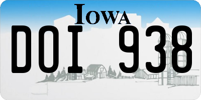 IA license plate DOI938