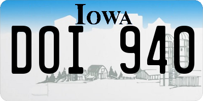 IA license plate DOI940