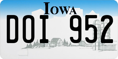 IA license plate DOI952
