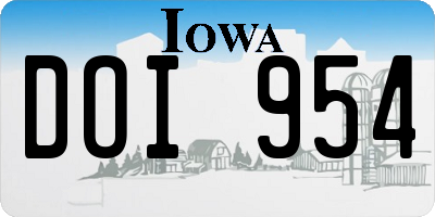 IA license plate DOI954