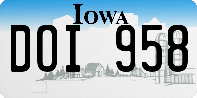 IA license plate DOI958