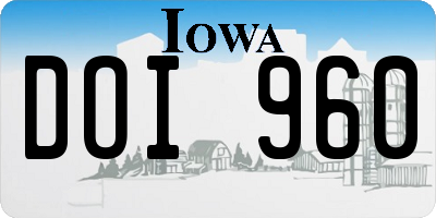 IA license plate DOI960