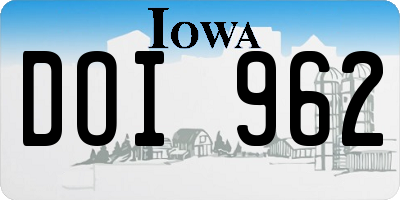 IA license plate DOI962