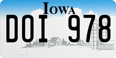 IA license plate DOI978