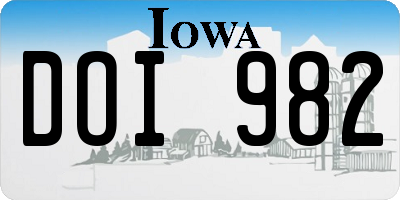 IA license plate DOI982