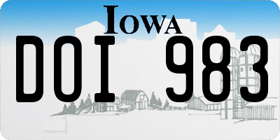 IA license plate DOI983
