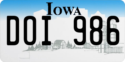 IA license plate DOI986