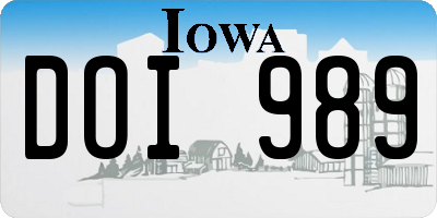 IA license plate DOI989