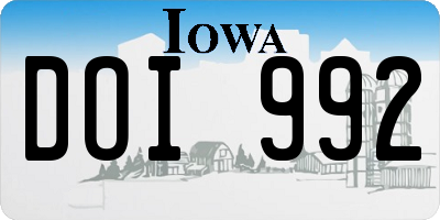 IA license plate DOI992