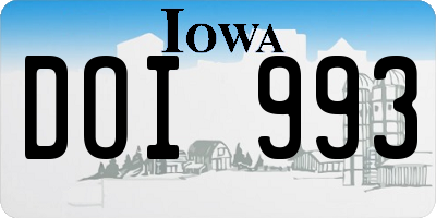 IA license plate DOI993