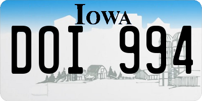 IA license plate DOI994