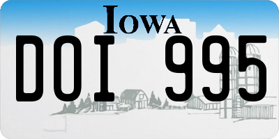 IA license plate DOI995