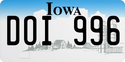 IA license plate DOI996