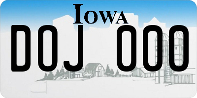 IA license plate DOJ000