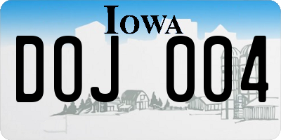 IA license plate DOJ004