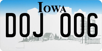 IA license plate DOJ006