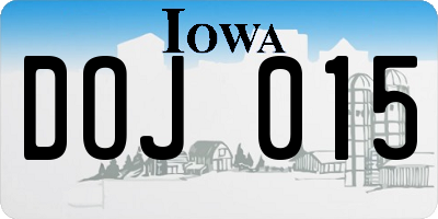 IA license plate DOJ015