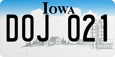 IA license plate DOJ021