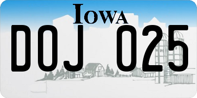 IA license plate DOJ025