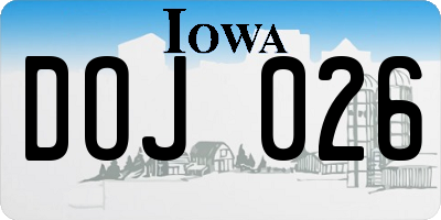 IA license plate DOJ026