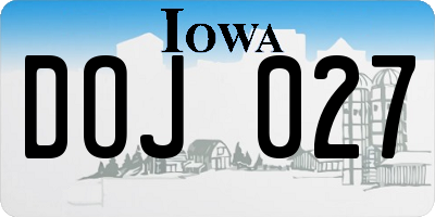IA license plate DOJ027