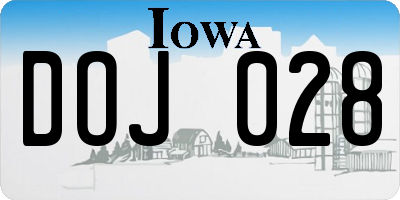 IA license plate DOJ028
