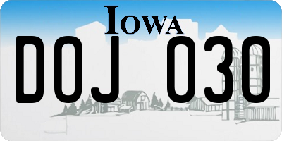 IA license plate DOJ030