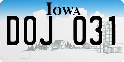 IA license plate DOJ031