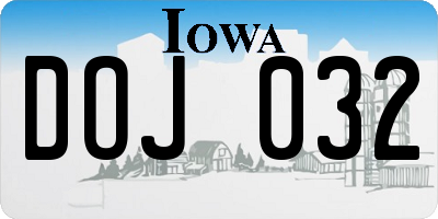 IA license plate DOJ032