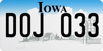 IA license plate DOJ033