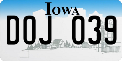 IA license plate DOJ039