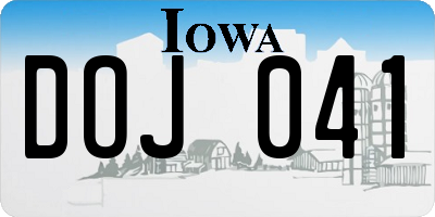 IA license plate DOJ041