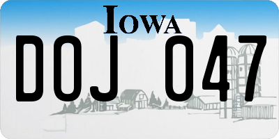 IA license plate DOJ047