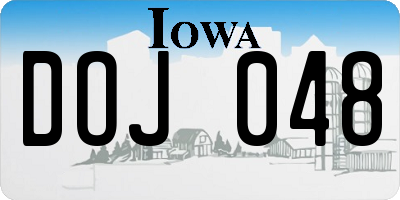 IA license plate DOJ048