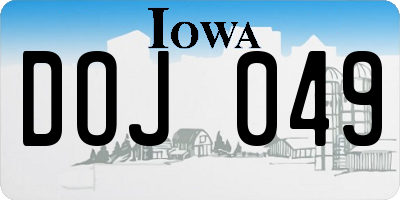 IA license plate DOJ049