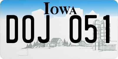 IA license plate DOJ051