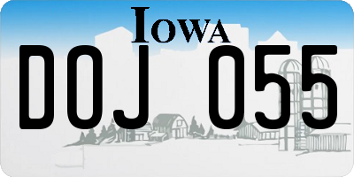 IA license plate DOJ055
