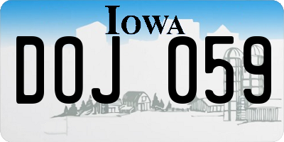 IA license plate DOJ059