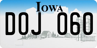 IA license plate DOJ060