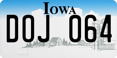 IA license plate DOJ064