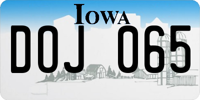 IA license plate DOJ065