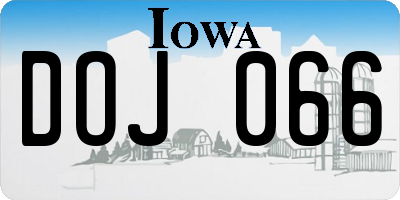 IA license plate DOJ066