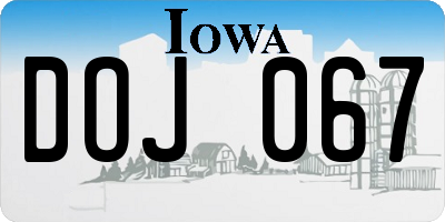 IA license plate DOJ067