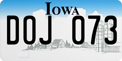 IA license plate DOJ073
