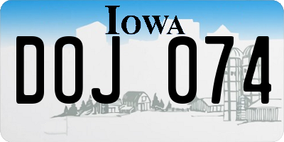IA license plate DOJ074