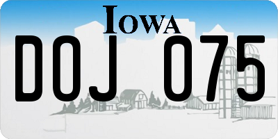 IA license plate DOJ075